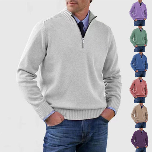 Men’s Stand Collar Zipper Sweater
