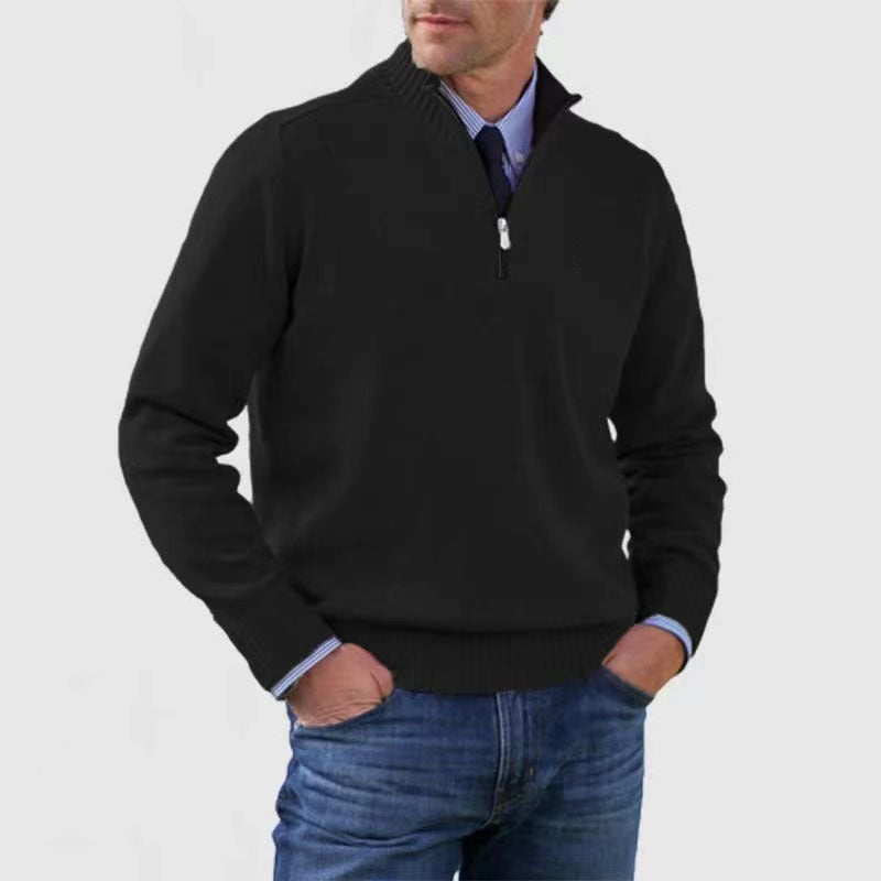 Men’s Stand Collar Zipper Sweater