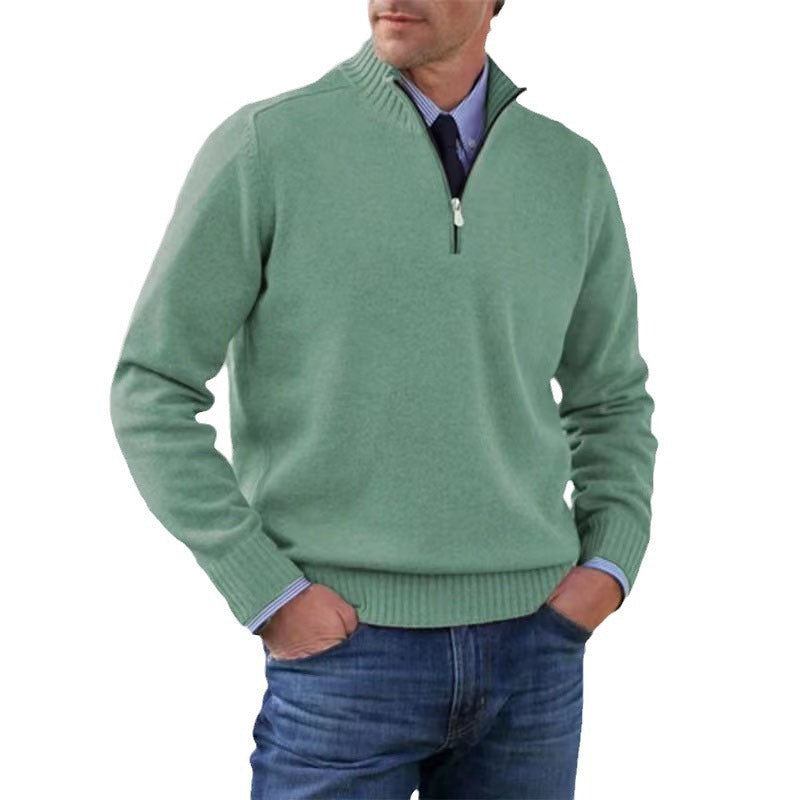 Men’s Stand Collar Zipper Sweater