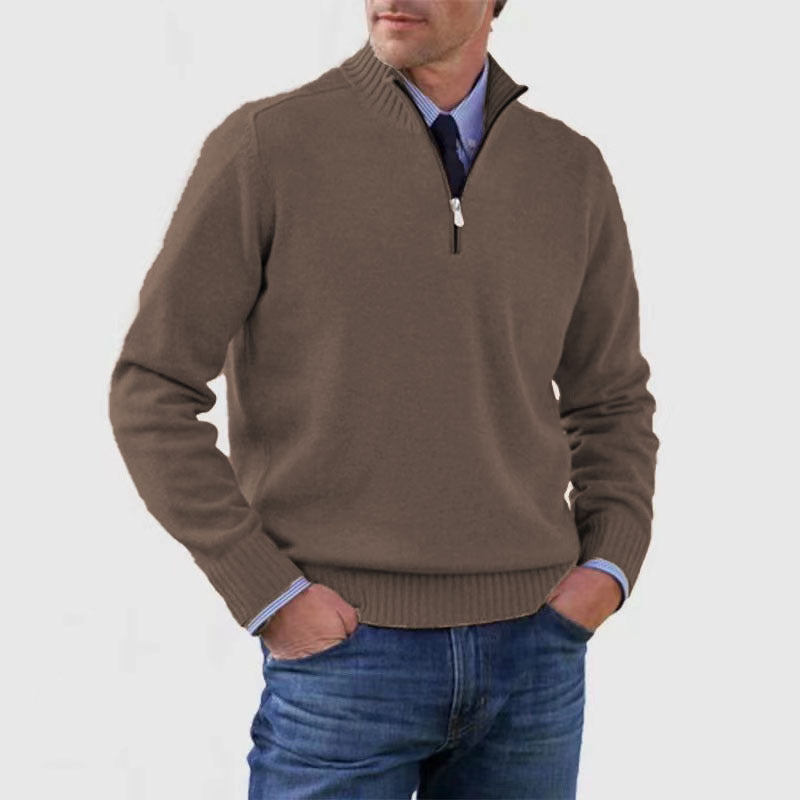Men’s Stand Collar Zipper Sweater