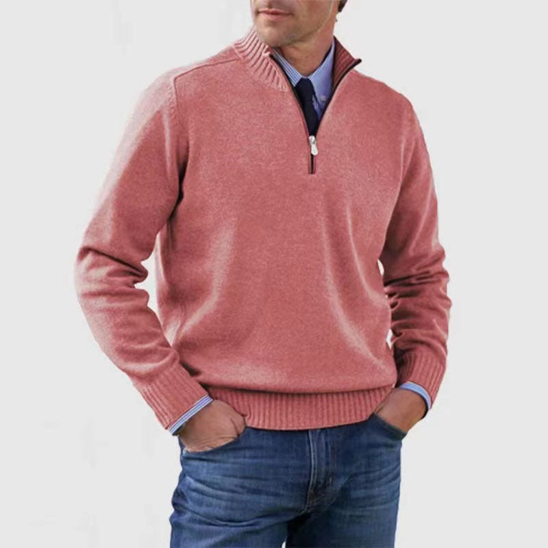 Men’s Stand Collar Zipper Sweater