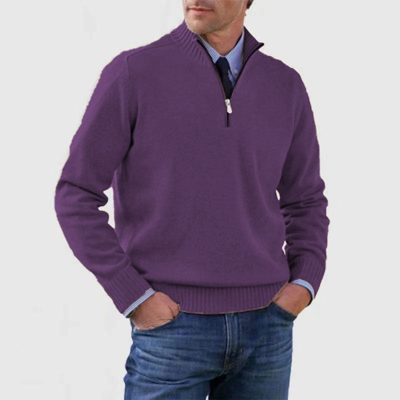 Men’s Stand Collar Zipper Sweater
