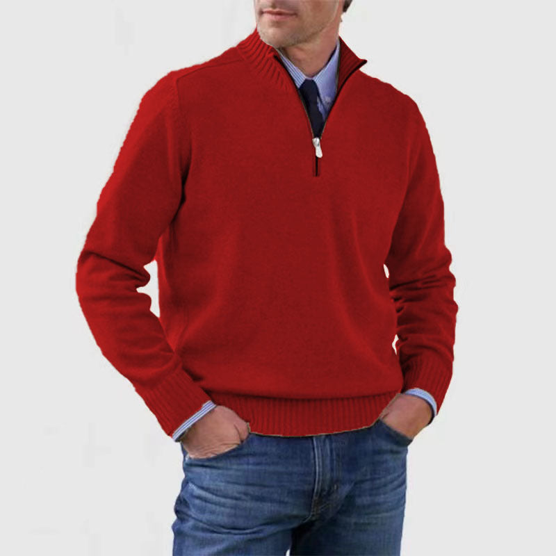 Men’s Stand Collar Zipper Sweater