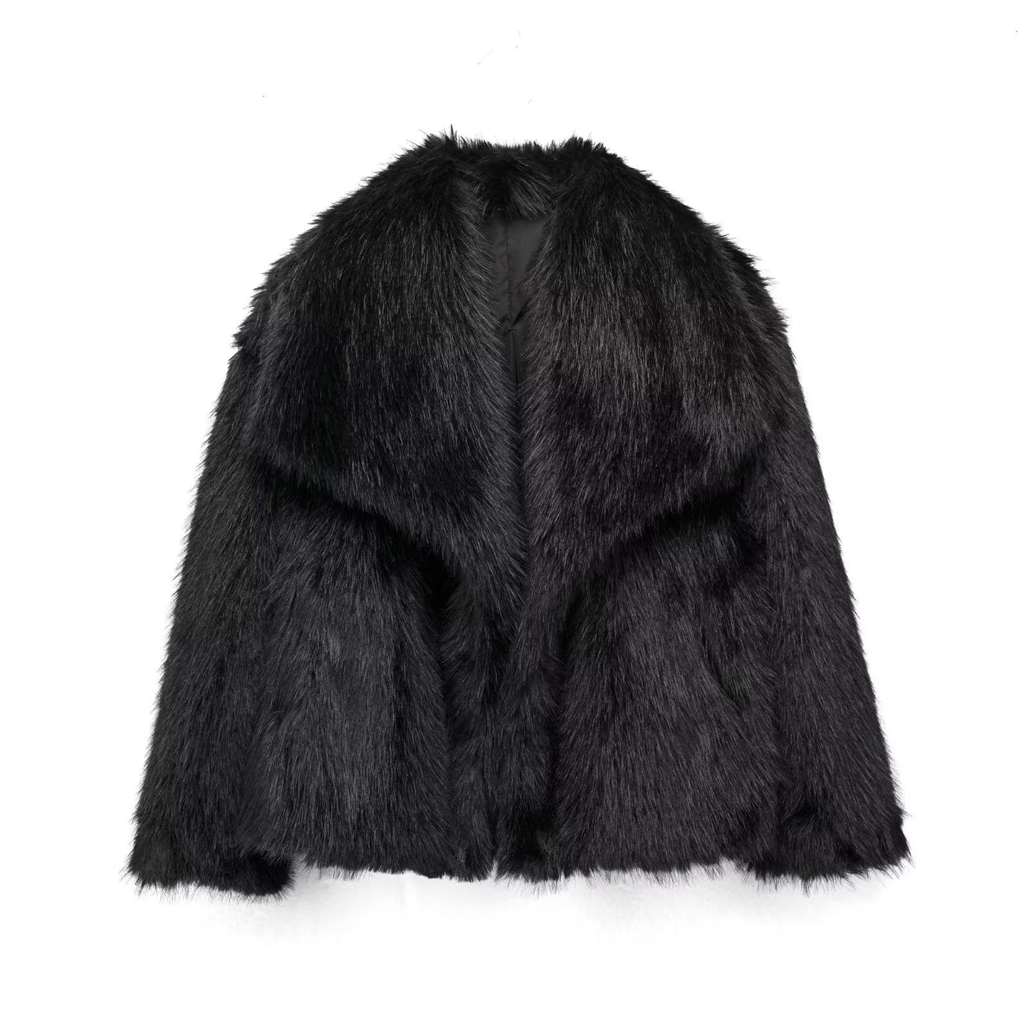 Women’s Winter Plush Coat – Warm Fluffy Lapel Jacket