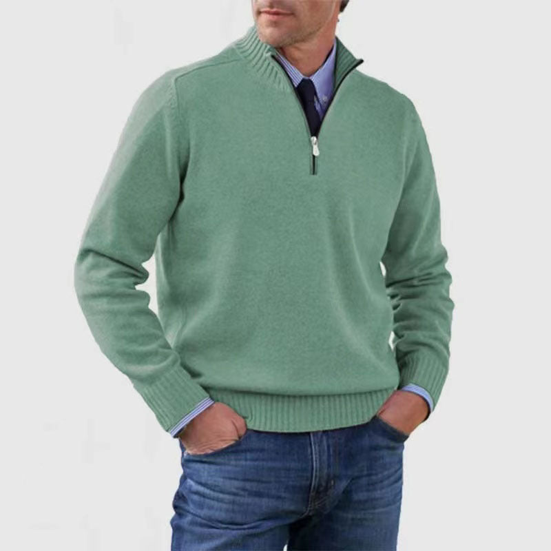 Men’s Stand Collar Zipper Sweater