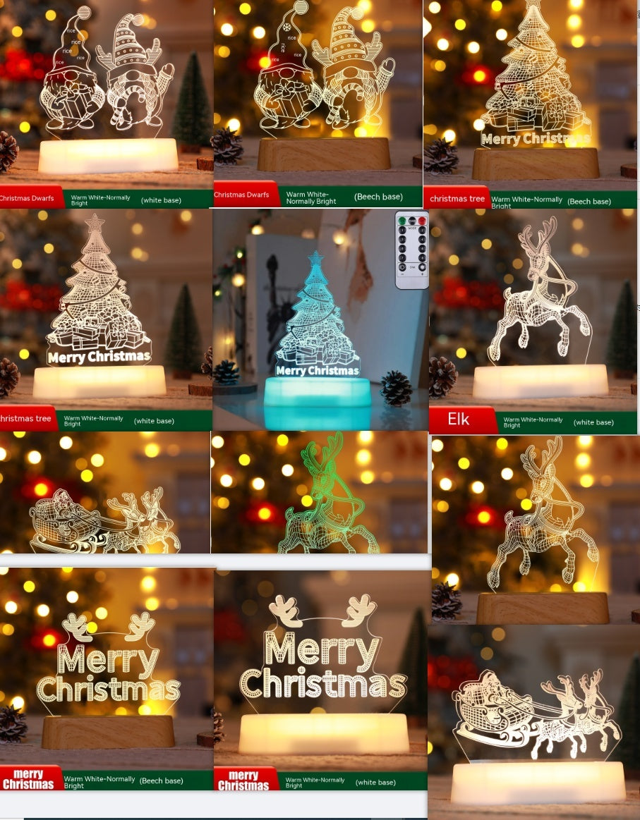 3D Christmas LED Night Light – Acrylic Holiday Lamp & Kids Gift