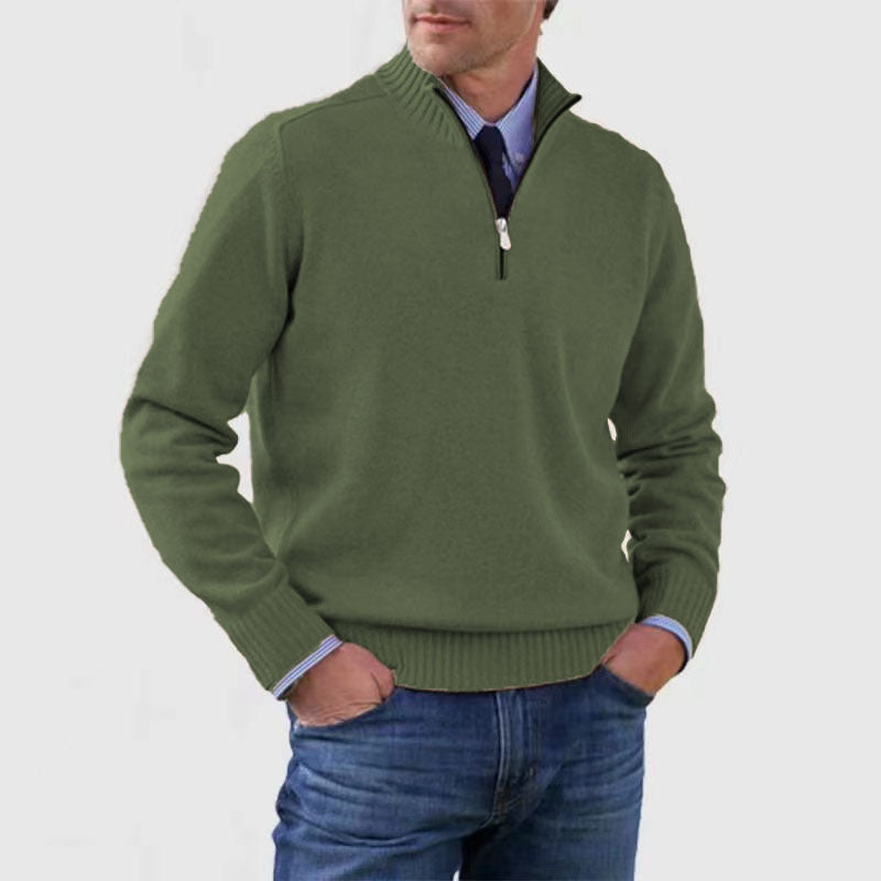 Men’s Stand Collar Zipper Sweater