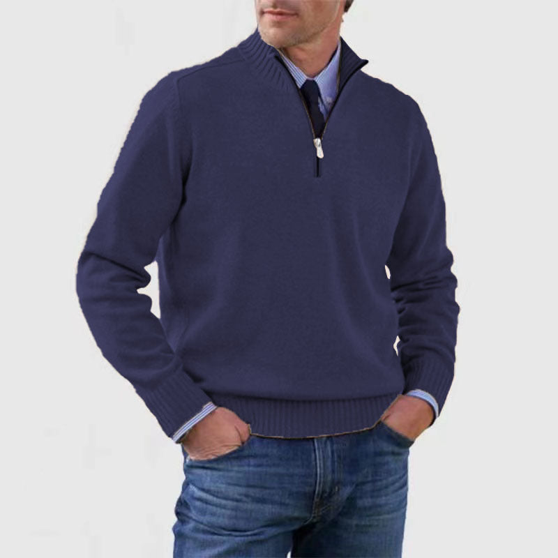 Men’s Stand Collar Zipper Sweater