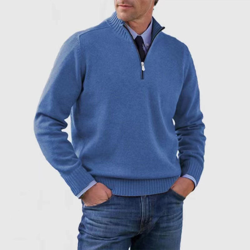 Men’s Stand Collar Zipper Sweater
