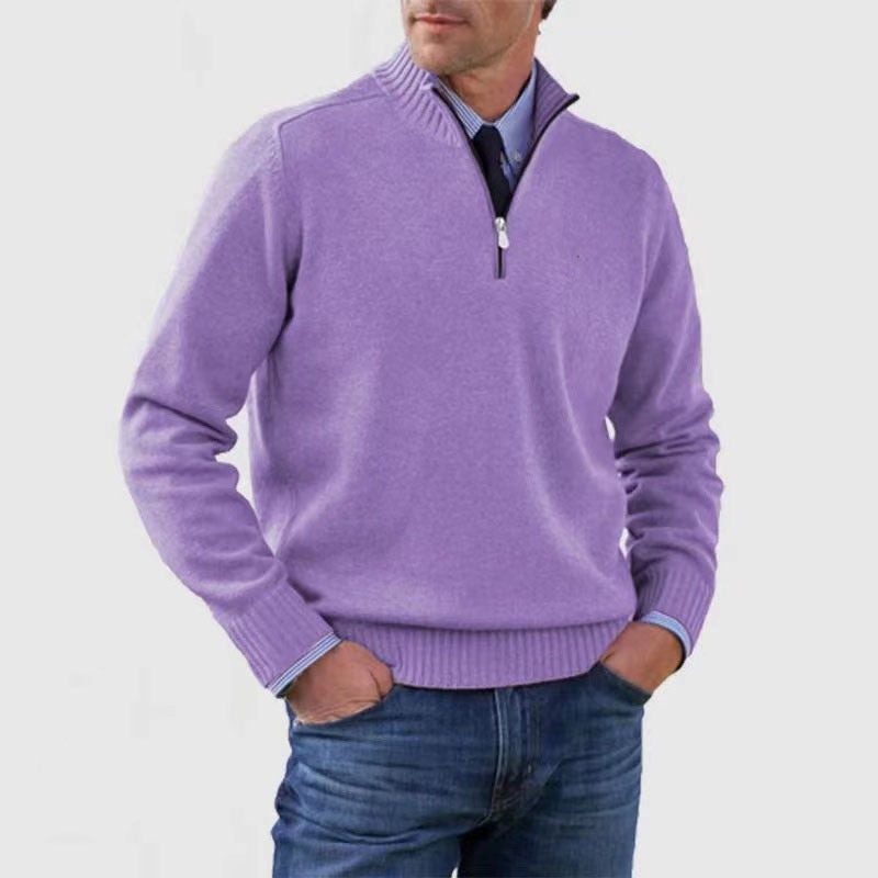 Men’s Stand Collar Zipper Sweater