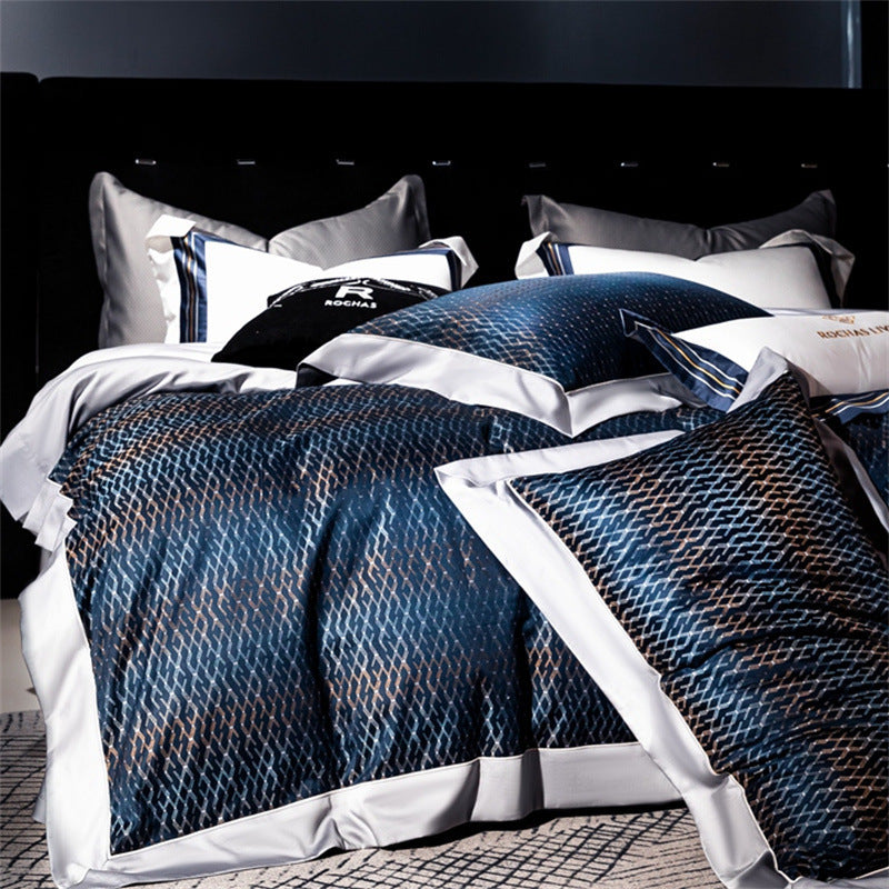 Luxury 160 Long-Staple Cotton Yarn-Dyed Jacquard 4-Piece Bedding Set