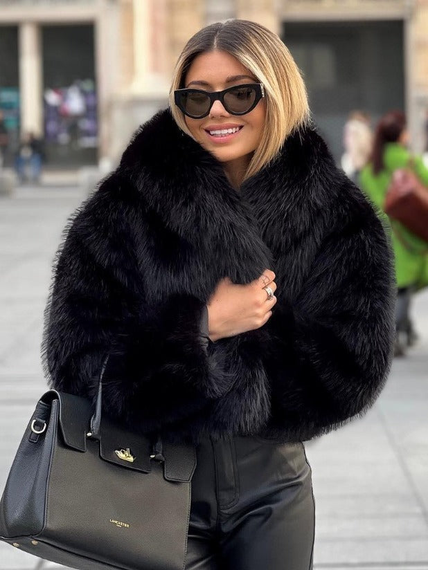 Women’s Winter Plush Coat – Warm Fluffy Lapel Jacket