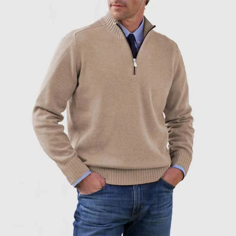 Men’s Stand Collar Zipper Sweater
