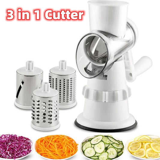 3-in-1 Manual Vegetable Slicer & Grater – Multi-Purpose Kitchen Gadget