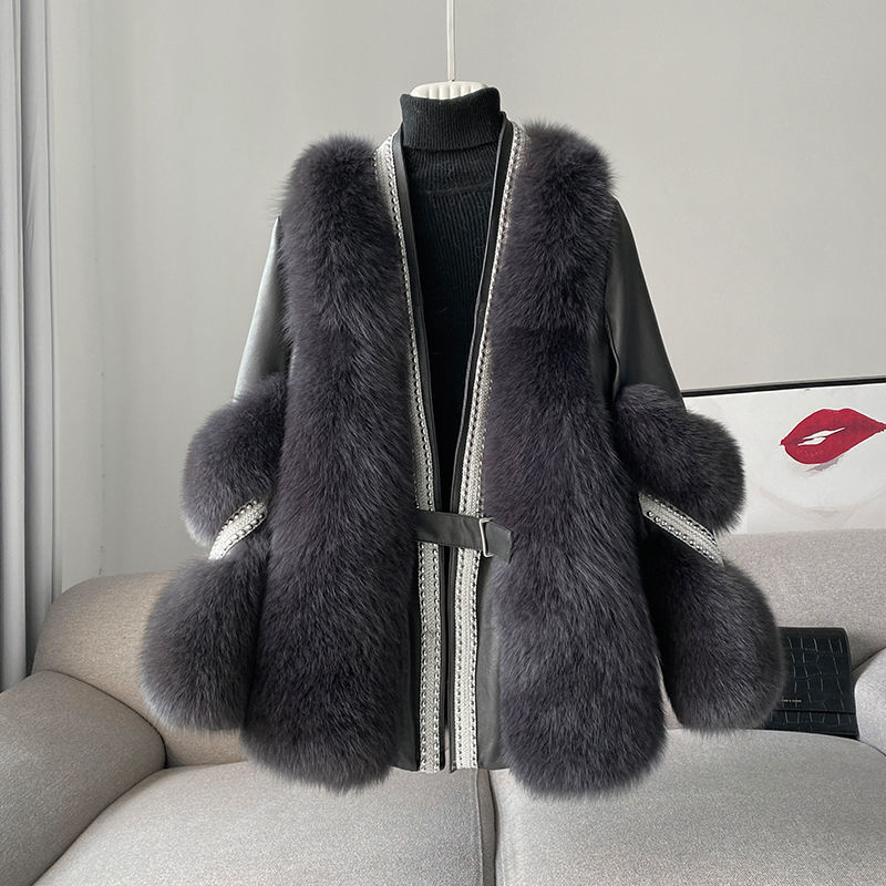 Women’s Mid-Length Faux Fur Coat – Loose Warm Winter Jacket