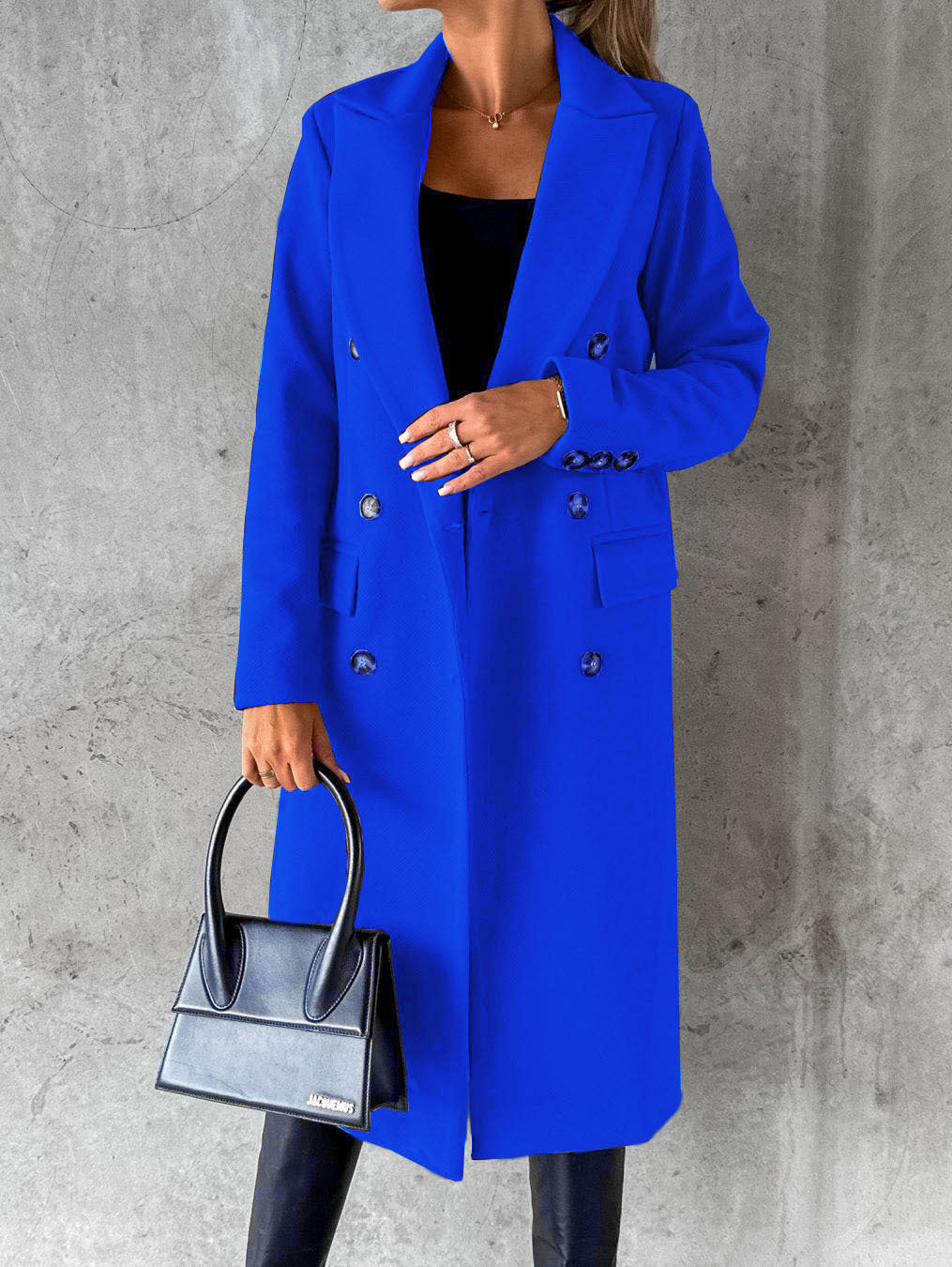 Women’s Double-Breasted Lapel Coat – Slim Long Winter Jacket