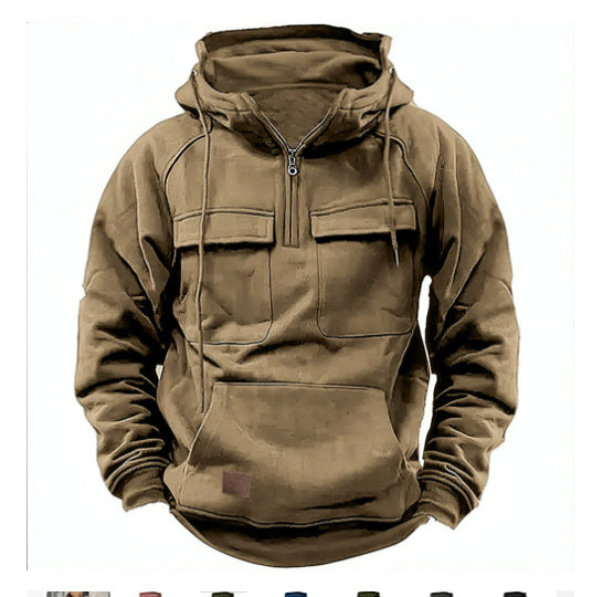 Men’s Zip-Up Hoodie Sweatshirt with Drawstring and Pocket