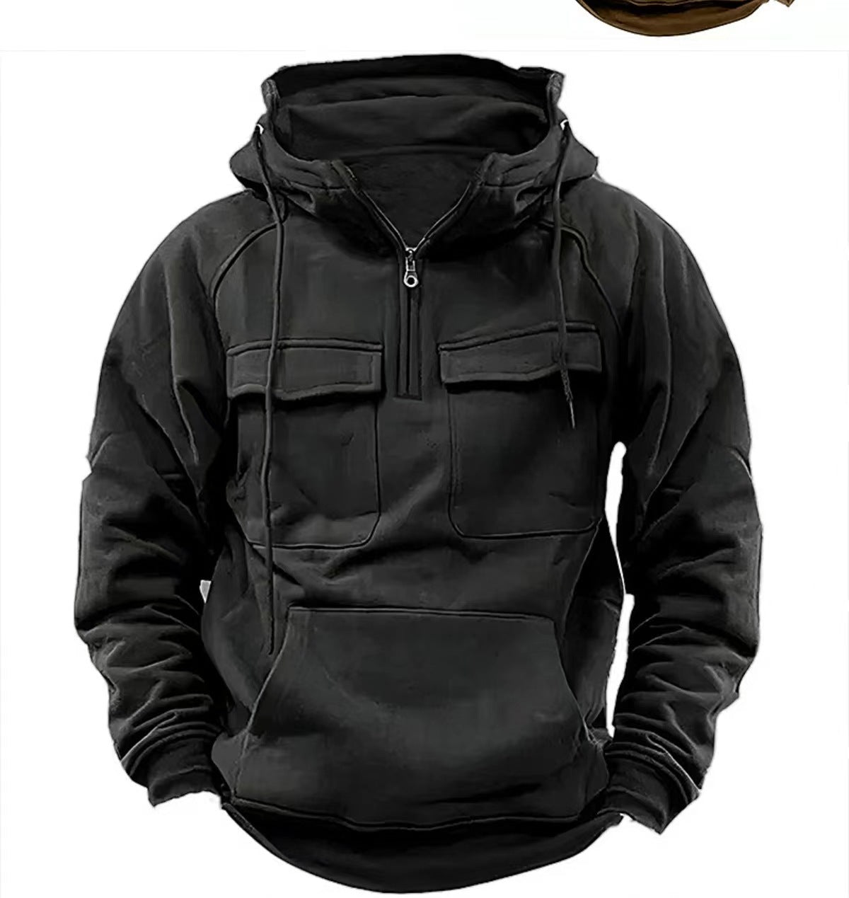 Men’s Zip-Up Hoodie Sweatshirt with Drawstring and Pocket