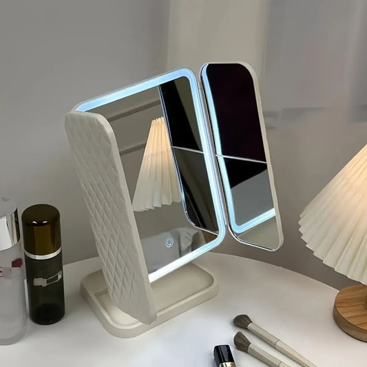 Tri-Fold LED Makeup Mirror – Lighted Vanity Mirror with Smart Touch