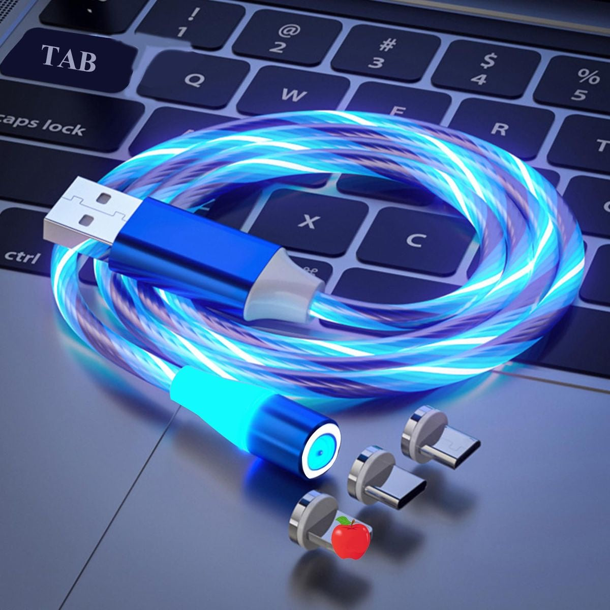 Magnetic LED Fast Charging Cable – Type-C, Lightning & Micro USB