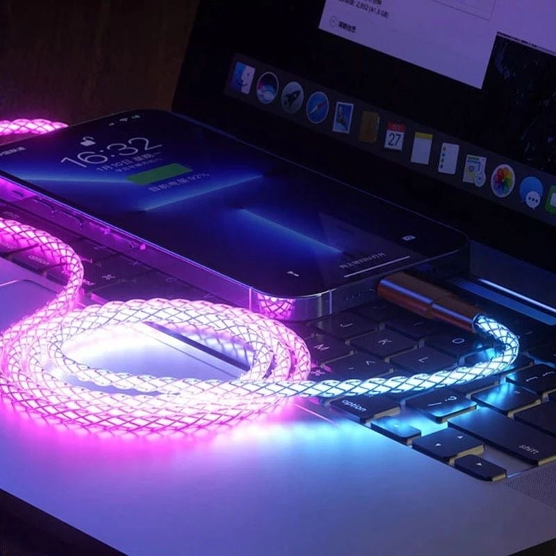 Magnetic LED Fast Charging Cable – Type-C, Lightning & Micro USB