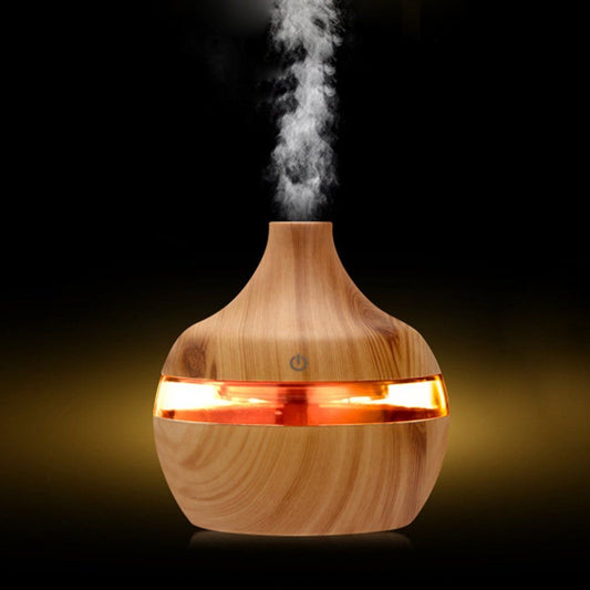 Wood Grain Ultrasonic Aroma Diffuser – 300ml Cool Mist Humidifier