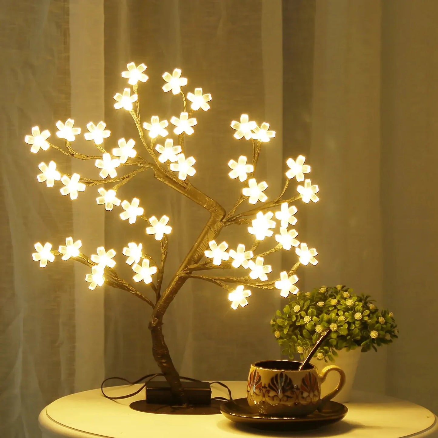 Cherry Blossom LED Table Tree Night Light – USB Powered Touch Switch