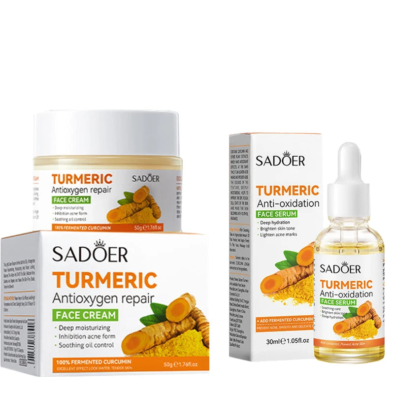 Turmeric Skincare Set – Natural Face Soap, Cream & Serum