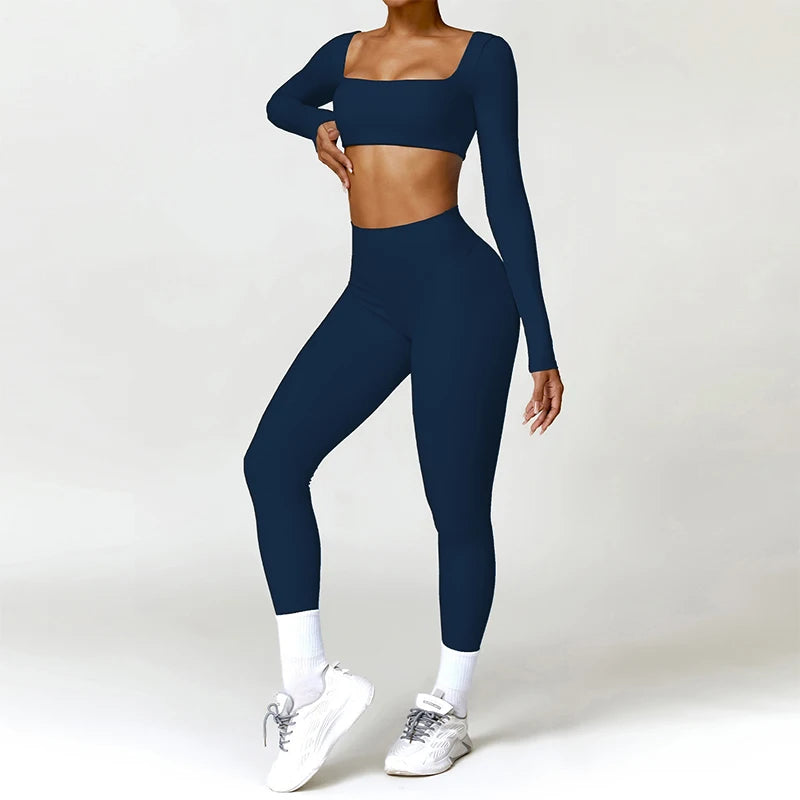 2PCS Women’s Yoga Set – Quick-Dry Long Sleeve Sportswear