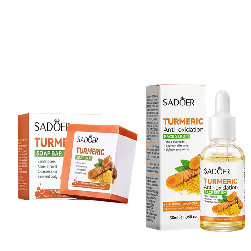 Turmeric Skincare Set – Natural Face Soap, Cream & Serum