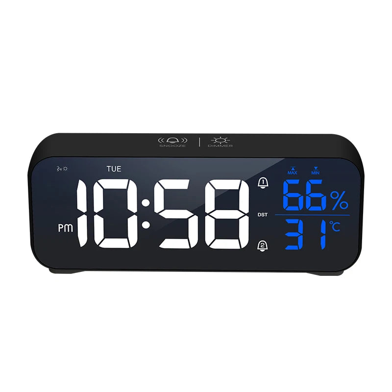 Digital Alarm Clock – Electronic Table Clock with Temperature, Humidity & Dual Alarms