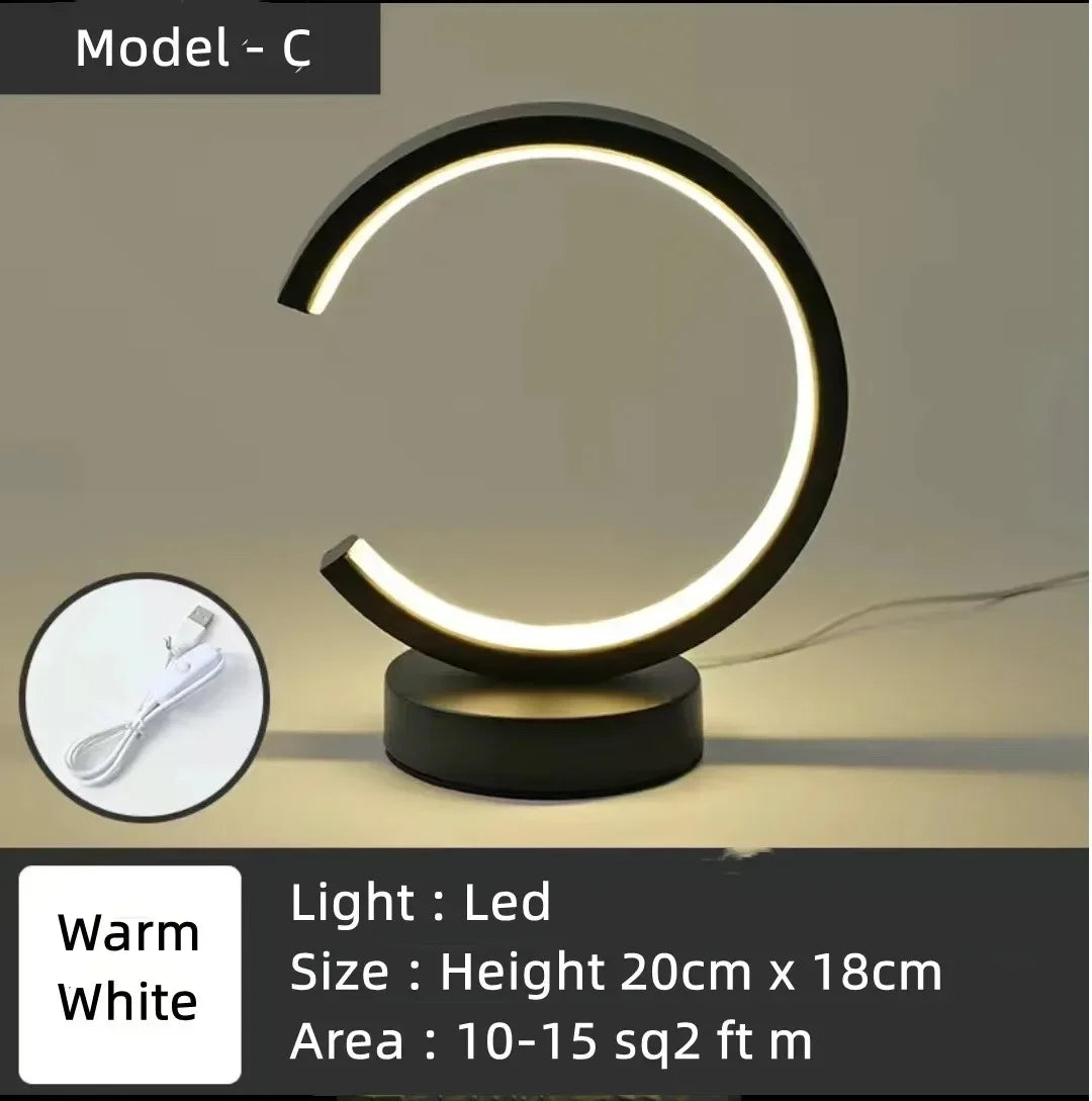 20cm LED Ring Table Lamp – Dimmable Circular Night Light