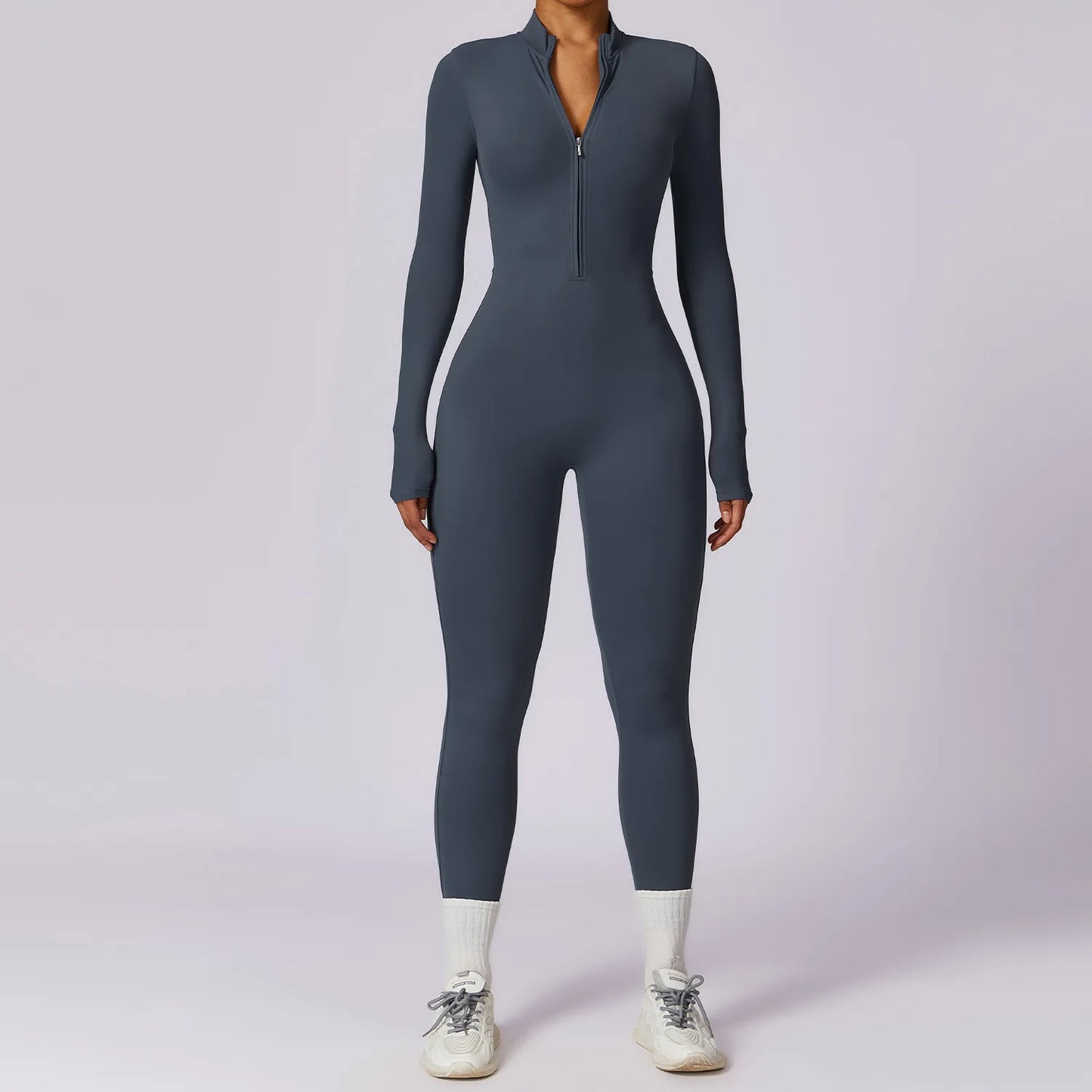 Women’s Zip-Up Sports Jumpsuit – Stretchy Yoga & Gym Bodysuit