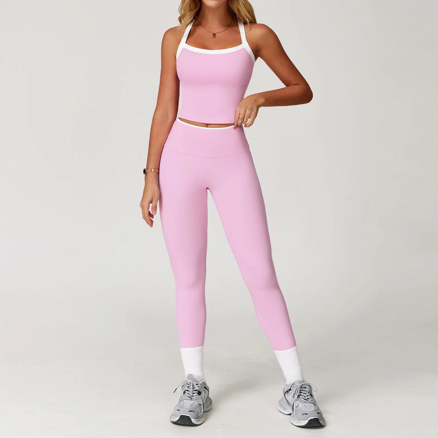 2-Piece Naked Yoga Set – Cross Back Bra & Flared Leggings