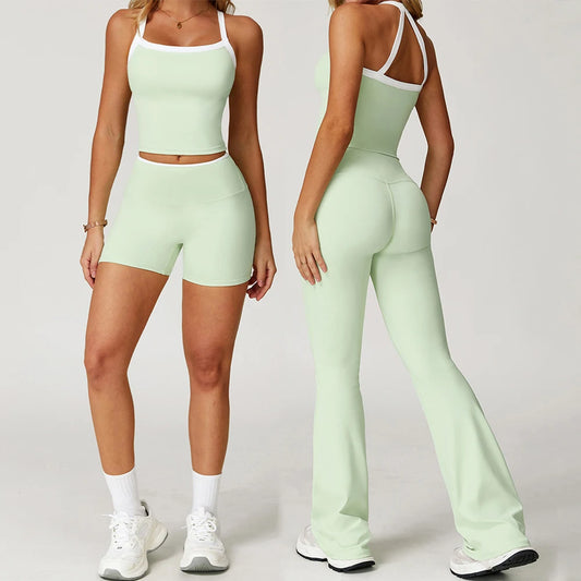 2-Piece Naked Yoga Set – Cross Back Bra & Flared Leggings