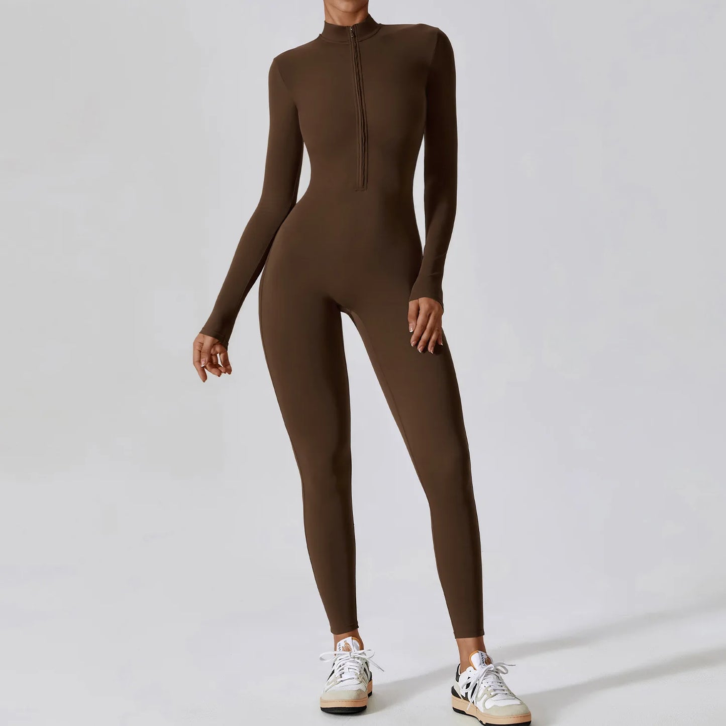 Women’s Zip-Up Sports Jumpsuit – Stretchy Yoga & Gym Bodysuit