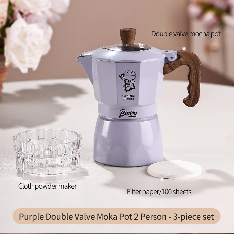 Bincoo Dual Valve Moka Pot Set with Heater