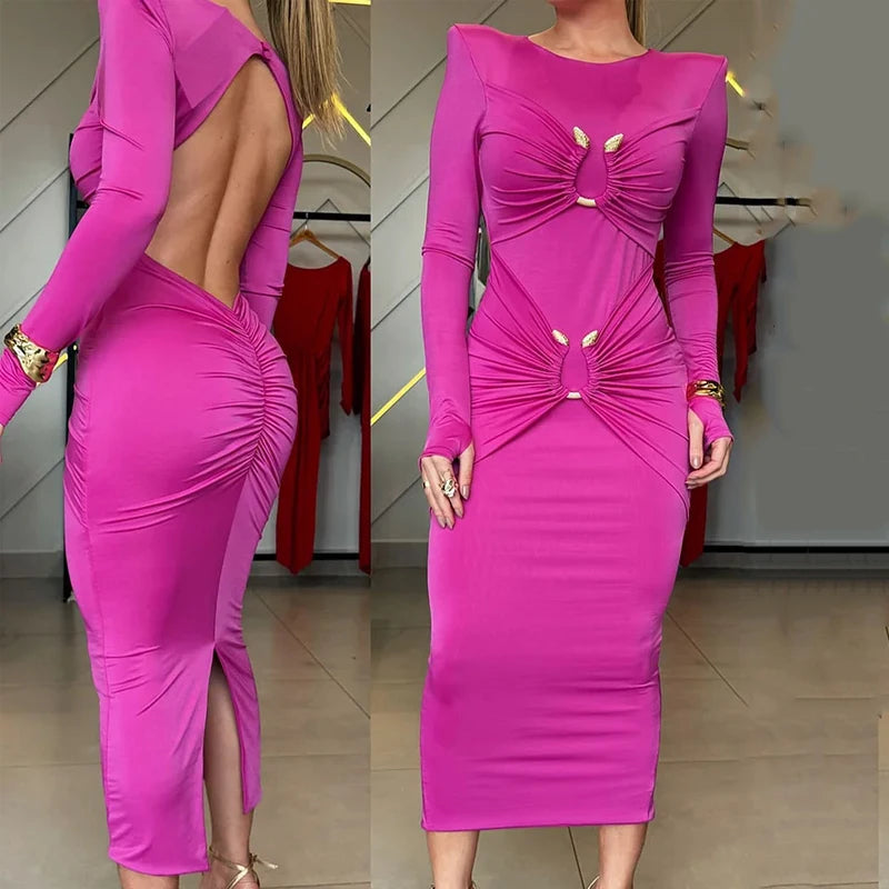 Elegant Backless Autumn Party Dress