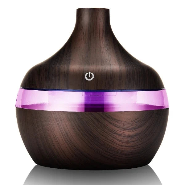 Wood Grain Ultrasonic Aroma Diffuser – 300ml Cool Mist Humidifier