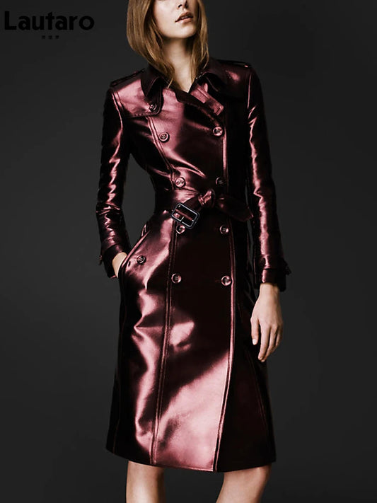 Shiny Patent Leather Trench Coat