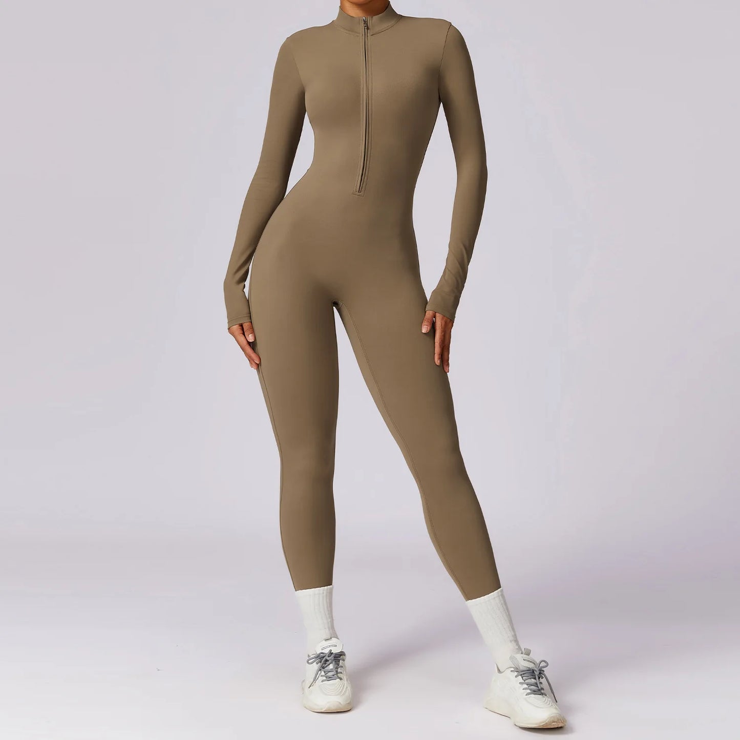 Women’s Zip-Up Sports Jumpsuit – Stretchy Yoga & Gym Bodysuit