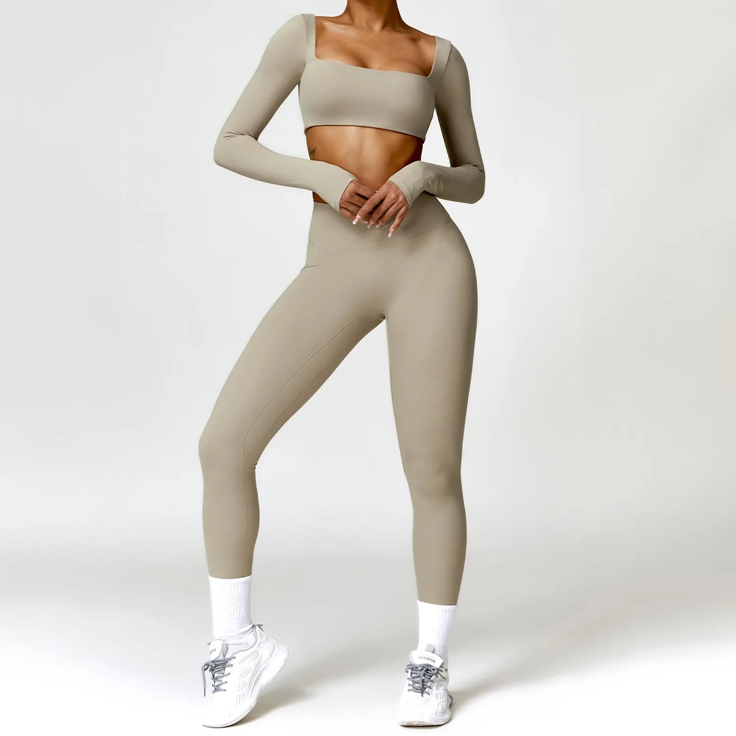 2PCS Women’s Yoga Set – Quick-Dry Long Sleeve Sportswear