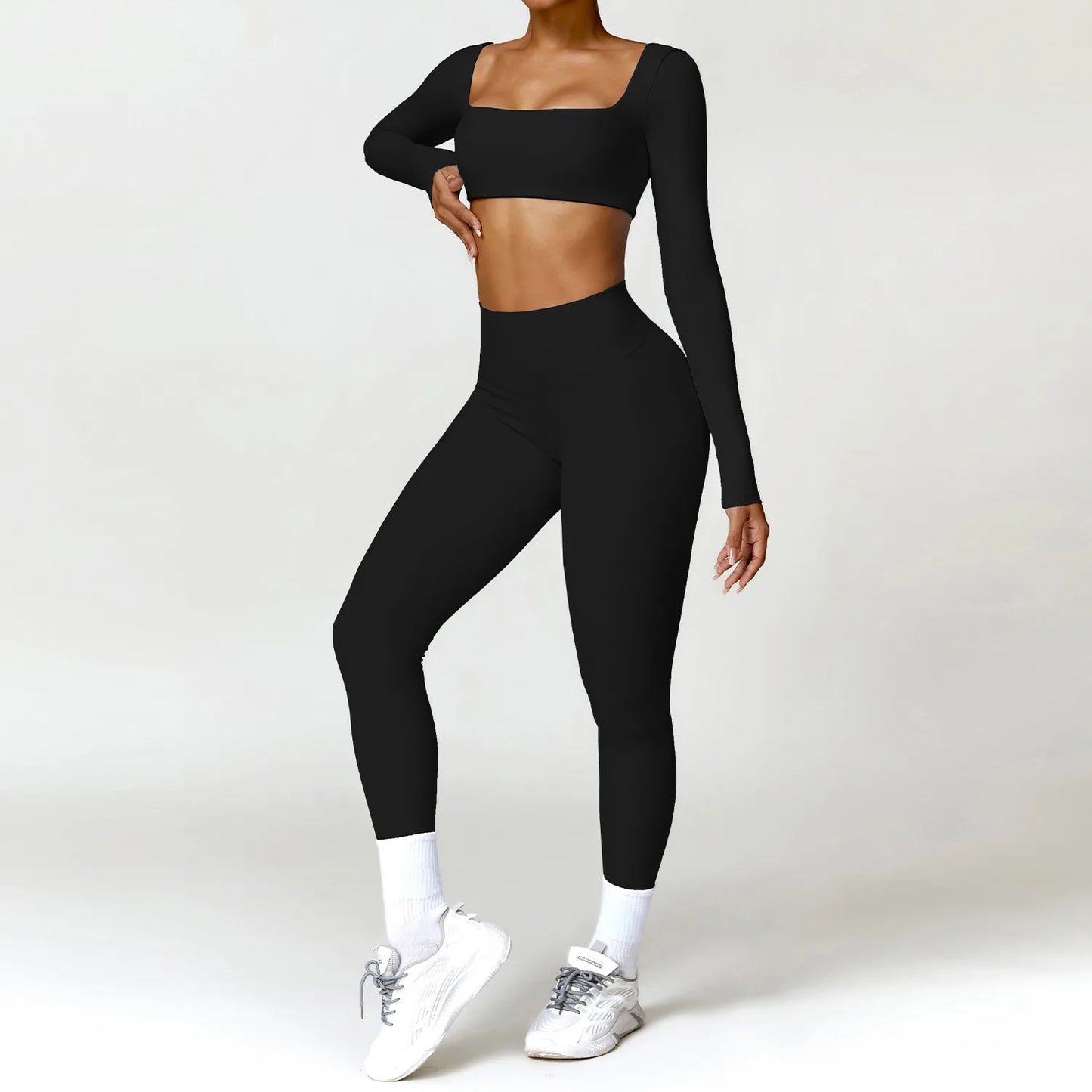 2PCS Women’s Yoga Set – Quick-Dry Long Sleeve Sportswear