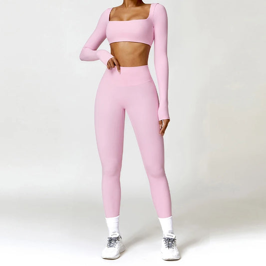 2PCS Women’s Yoga Set – Quick-Dry Long Sleeve Sportswear