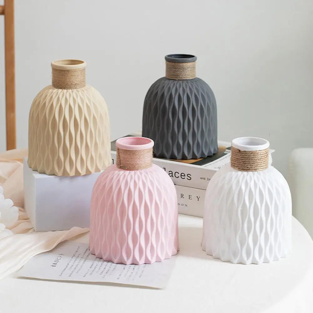 Rope Design Plastic Vase – Durable & Decorative