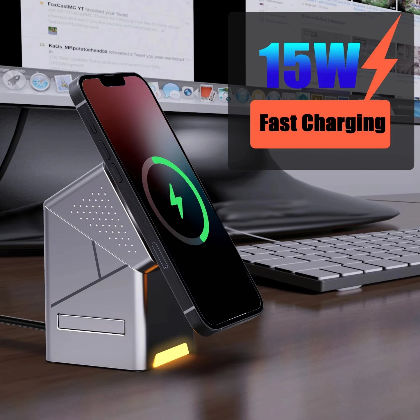 3-in-1 Wireless Charger – Automatic Rotation Fast Charging Dock