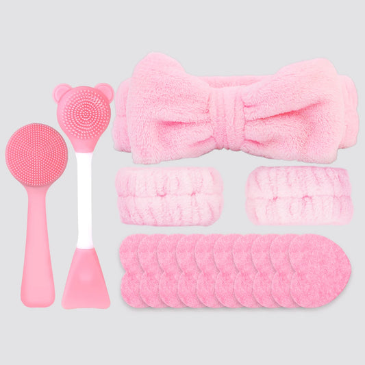 15PCS Pink Face Cleaning Set