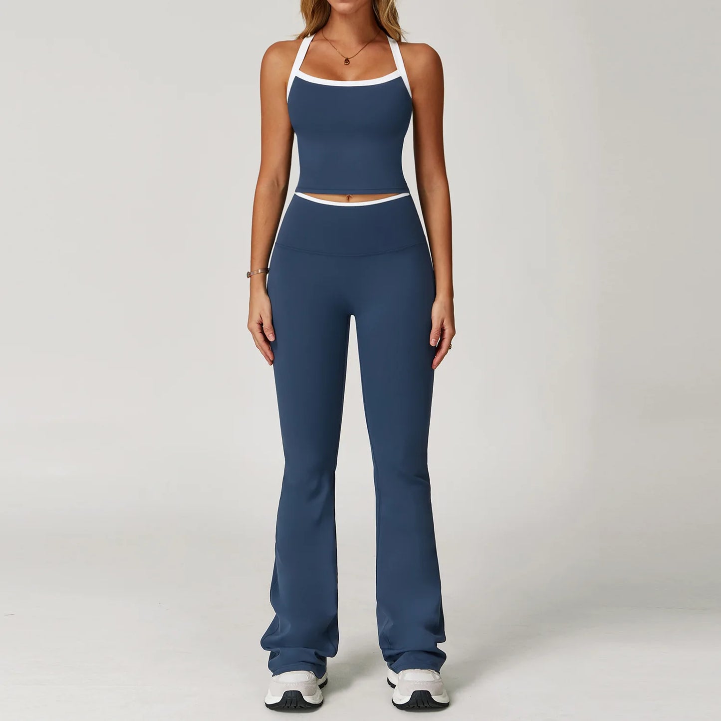 2-Piece Naked Yoga Set – Cross Back Bra & Flared Leggings