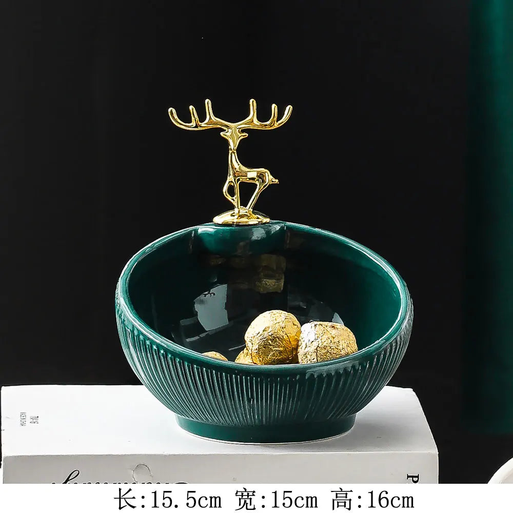 Gilded Deer Decorative Bowl