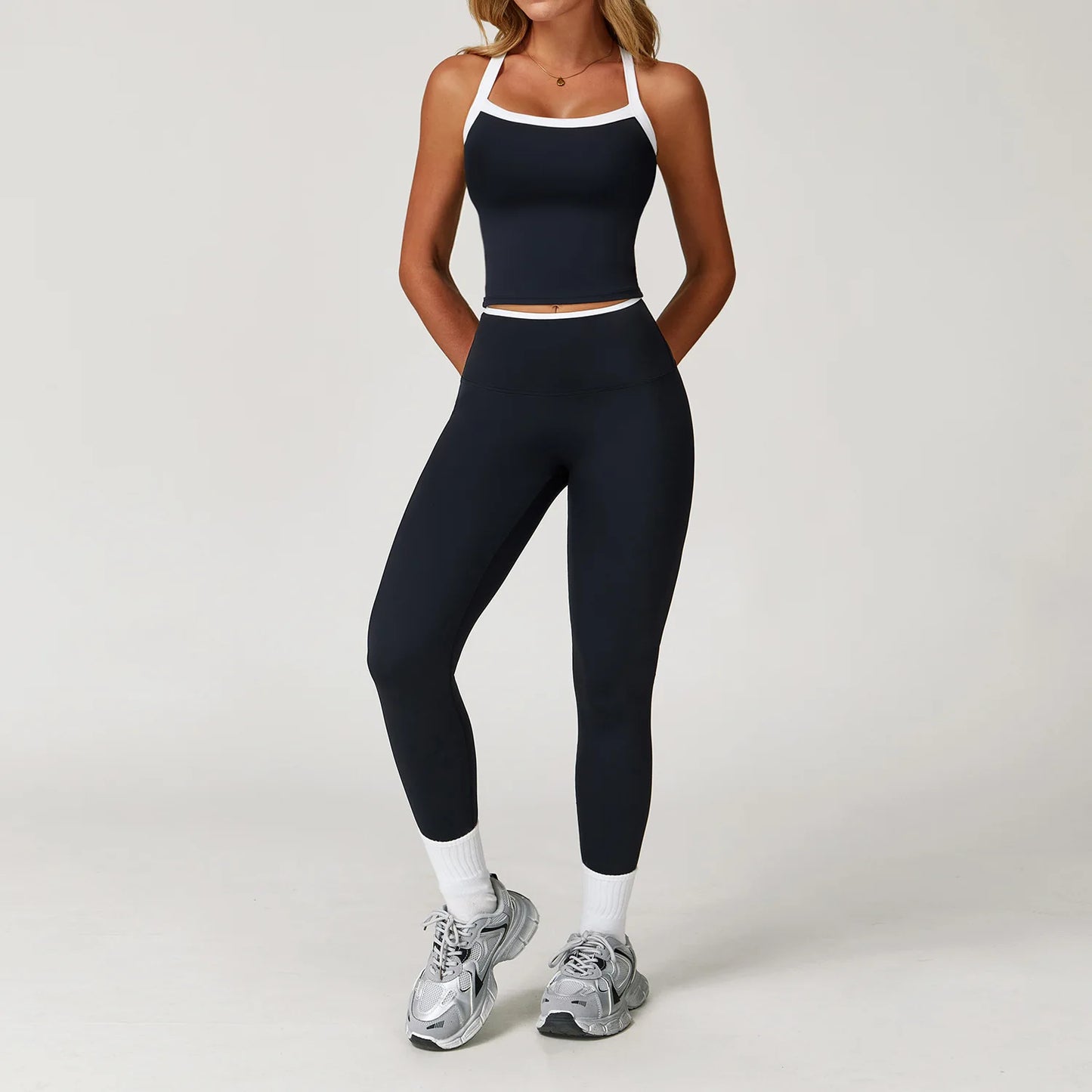 2-Piece Naked Yoga Set – Cross Back Bra & Flared Leggings